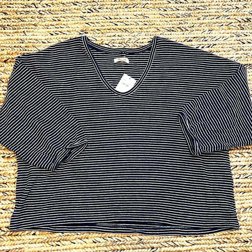 Madewell Black and White Striped Top
